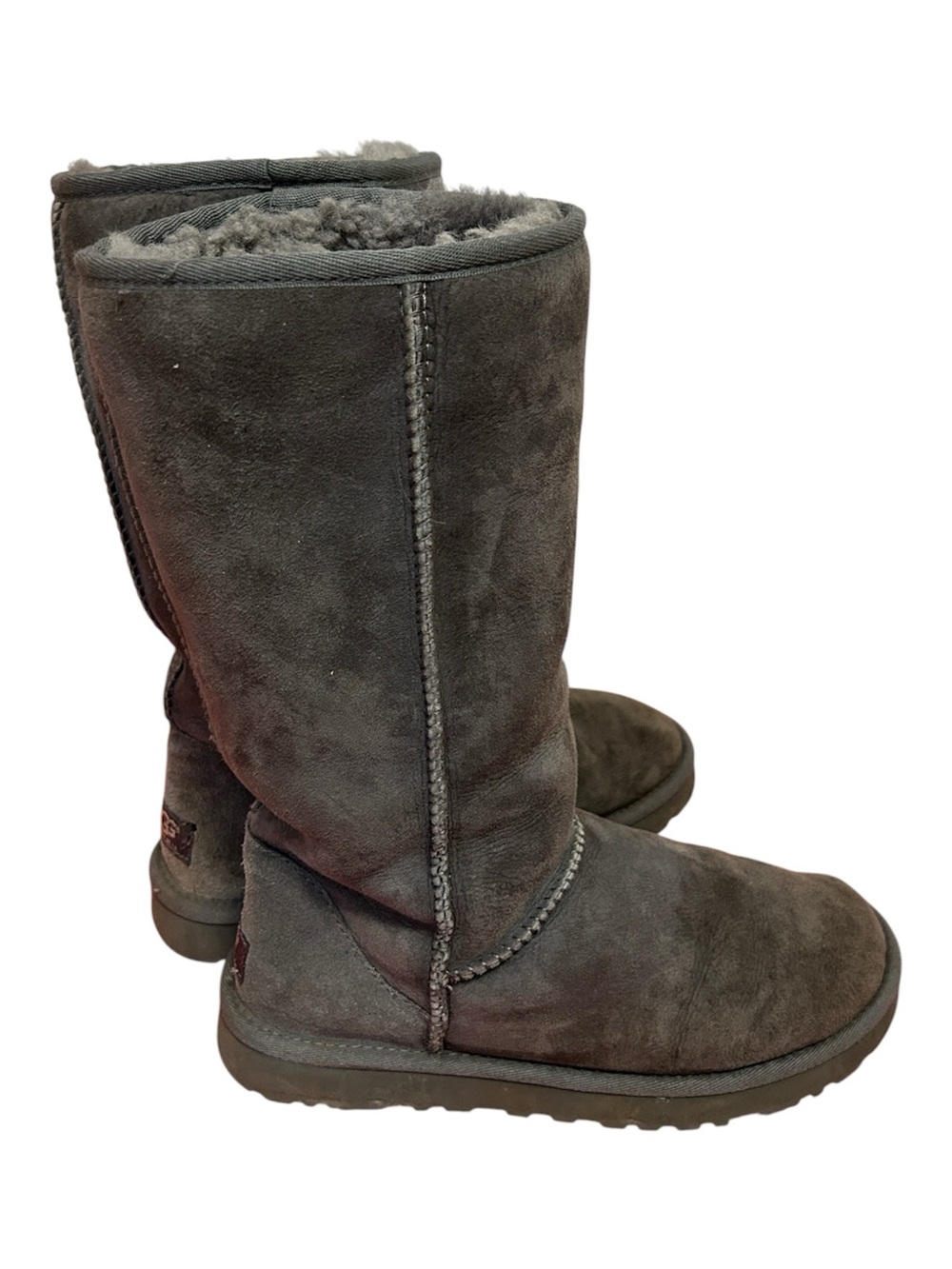 UGG Women's Classic Tall Style# 5815 Boots Gray Y2K Sheepskin Suede SZ 7 *stains - Picture 3 of 7